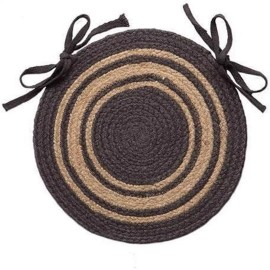 Unbranded New Primitive Farmhouse PEWTER GRAY BRAIDED JUTE CHAIR PAD Round Seat Cover