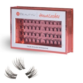 BeautyU® HomeLashes Mascara Look I Eyelash Fans for Eyelash Extensions at Home I 48 Compartments in 3 Different Lengths I Artificial Silk Eyelashes I Suitable for Sleeping