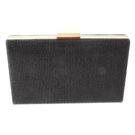 neXxtten Gold Tone  Metal Frame Clutch Evening Bag With Rhinestone BZY201-BLK