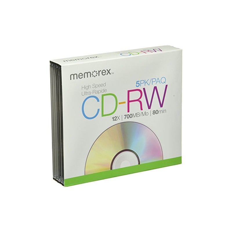 Memorex 8x-12x CD-RW Media (5-Pack with Slim Jewel Cases)
