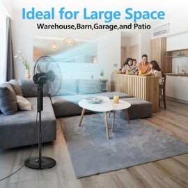 18-Inch Oscillating Pedestal Fan with Remote, 3-Speed, Timer, Adjustable Height 40-51 Inches, Black