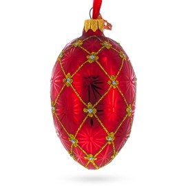 1897 Coronation in Red Royal Egg Glass Ornament 4 Inches