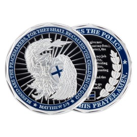 Artisan Owl Police Challenge Coin – Matthew 5:9 Commemorative Coin – Blessed are The Peacemakers Collectible – 45x3mm