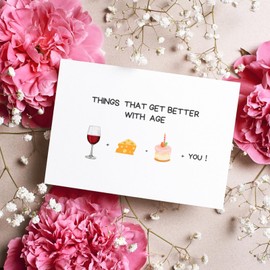 JYfeel Funny Birthday Card for Men & Women -Things Get Better With Age-Humorous Adult Birthday Cards with Premium Envelope & Gold Seal-Humorous Birthday Card for Husband, Boyfriend, Friend 1TBAC