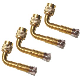QitinDasen 4Pcs Professional Tyre Valve Extension Adapter Set, 90 Degree Tire Stem Extension, Brass Air Tire Extension Schrader Valve Adapter, for Car Truck Motorcycle Bike Scooter