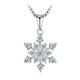 J.Rosée 925 Cubic Zirconia Cute White Snowflake Pendant Necklace for Summer