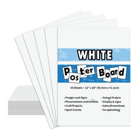 pmybupo 50PCS White Poster Board 22"X28",Value Poster Board for School Craft Project Presentation Drawing Graphic Display,Bulk Poster Board