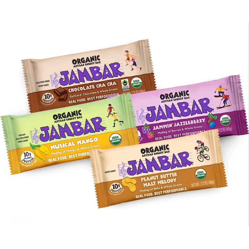 JAMBAR Organic Artisan Energy Bar (Variety Flavors - 12 Pack)