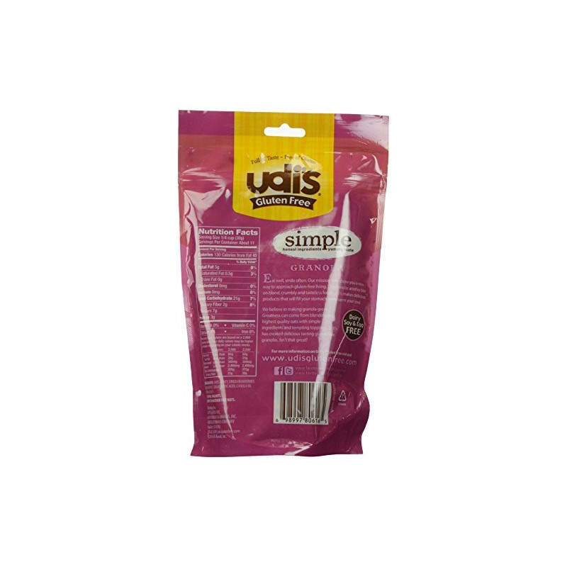 Udi's Gluten Free Granola, Cranberry, 12 oz Pouches (Pack of