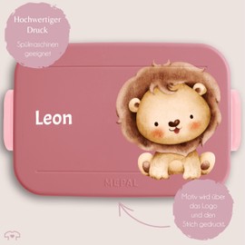 Children's Bento Box Midi Lunch Box for Mepal Bento Box - Lions - Cute Lion Motif Lion - 900 ml - Pink - Lunch Box Nursery Tiger Cute Children's Lunch Box Girls Kita Leo
