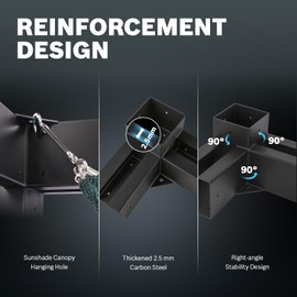 ColourTree Metal Pergola Kit with 3-Way Corner Brackets for 4x4 Lumber Post Base, Outdoor Steel Hardware Suitable for Garden, Gazebo, Patio Pergolas, Log Cabin (2 Pcs)