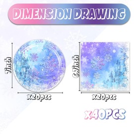 40PCS Snowflake Party Decorations,Winter Wonderland Birthday Party Decorations,Christmas,Snowflake Plates and Napkins