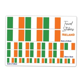 A5 Sticker Sheet Ireland Flag Vinyl Stickers - Irish Travel Holiday World Geography School Labels Scrapbooking 5cm | 3cm | 2cm #81483