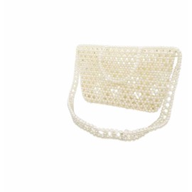 Elegant White Pearl Beaded Clutch Purse for Formal Occasions Beautiful Ladies Handbag For Women, 28 x 18 cm