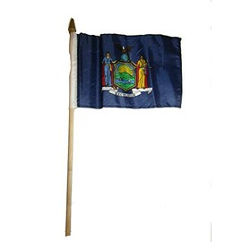 JumpingLight Wholesale Lot of 12 6x9 6"x9" State of New York Stick Flag Wood Staff - Quality Flags