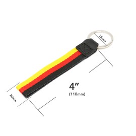 eVerPlate Germany Flag Keychain Stripe Ribbon Nylon Band Leather Key Chain