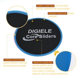 DIGIELE Exercise Sliders Discs, Core Sliders for Gliding Dic & Gym Slider, 2 Dual Sides Core Sliders Use on Carpet & Hardwood Floors, Fitness Exercise for Full Body Workout, CrossFit & Cross Training