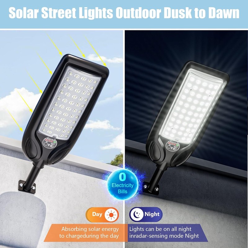 Solar Street Lights Outdoor Waterproof ,30000LM Dusk to Dawn Solar