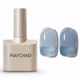 MAYCHAO 15ML Jelly Blue Nail Polish 1Pc Transparent Blue Gel Polish Soak Off UV LED Translucent Nail Polish Nail Art Starter Manicure Salon DIY at Home, 0.5 OZ