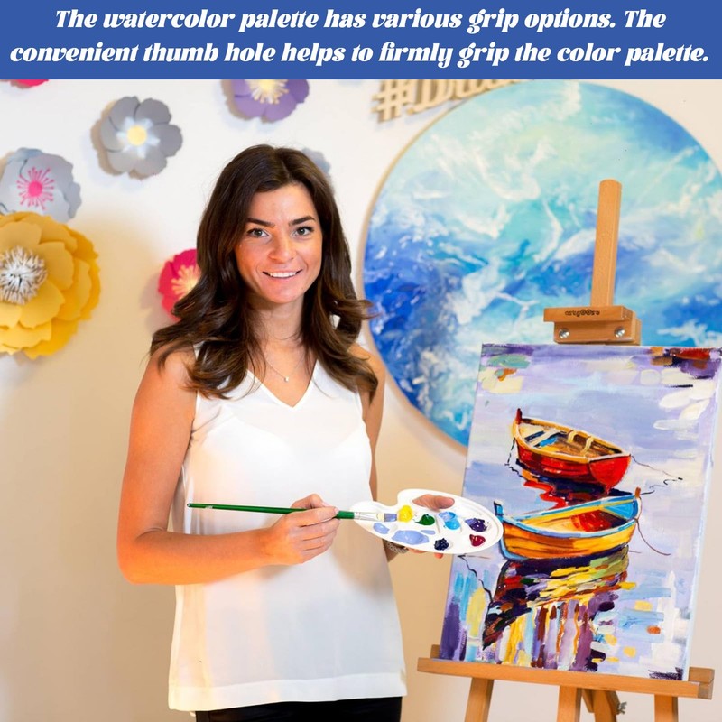 6 Pcs Painting Palettes,3 Pieces Round Paint Trays 3 Pieces