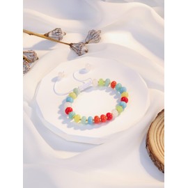 JSDDE Colorful Beaded Bracelet for Women Girls Healing Crystal Gemstone Boho Summer Beach Bracelets Jewelry Gifts Mix Color 2