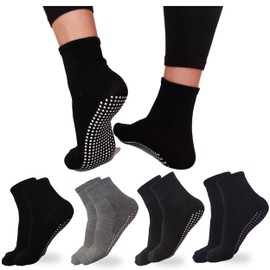 DIVABONNA 4 Pairs of Women's and Men's Yoga Socks - Pilates - Gymnastics, 4 pairs assortment