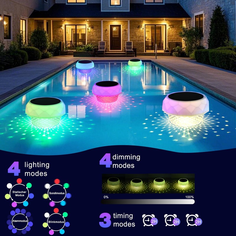 Solar Pool Lighting, Pool Lights with Diamond Pattern, with Remote