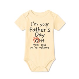 BesserBay Father's Day Infant Baby Bodysuit Daddys Day Newborn Suit Baby Body Shirt Beige 6-9 Months