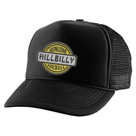Genuine Hillbilly Trucker Hat Embroidered Adjustable Snapback (Black)