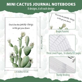 Colarr 48 Set Cactus Themed Gifts Cactus Pen Inspirational Pocket Notepads Mini Cactus Notebook First Day of School Student Gifts from Teacher Bulk Employee Class Valentines Day Gifts