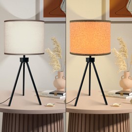 Beige Linen Lampshade Set of 2, 11‘’ Diameter x 8.85‘’ Height Fabric Drum Lamp Shades, Easy Assembly Required Lampshade, Replacement Lampshades for Table Lamps Floor Lamps