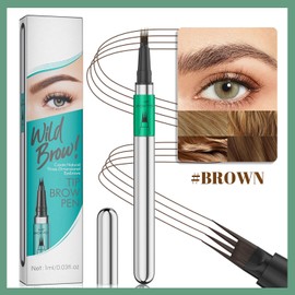 2PCS Microblading Eyebrow Pen, Waterproof, Long-Lasting Formula for Natural, Full Brows, Easy Application, Suitable for All Users(Brown+Dark Brown)