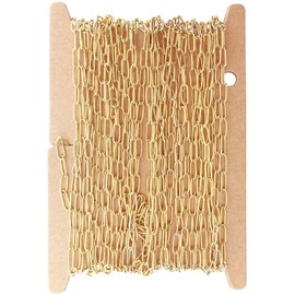 THREENEST 16.4-Feet Width 2.5mm Stainless Steel Paperclip Chains, 18K Real Gold Plated, Soldered Cable Long Craft Chain for Necklace Bracelet Earring Jewelry Making (2200-GOLD-5M)