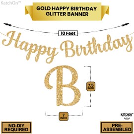 Cursive Glitter Gold Happy Birthday Banner, 10 Feet, | Birthday Party Decorations | Happy Birthday Sign for Girls, Gold Happy Birthday Decorations for Women (Gold)
