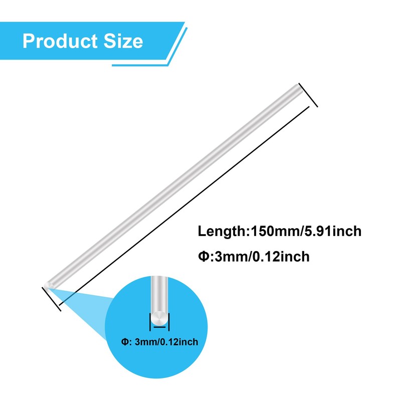 LAVMHAB 6063 Aluminum Round Rod 3mm x 150mm, Solid Shaft