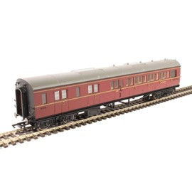 Hornby R4765 BR Collett Coach Corridor Brake Third Class LH W4936W Train Model Set, Maroon