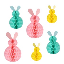 RYAN Pack of 6 Easter Bunny Decorations Made of Tissue Paper Rabbit Easter Tags Reusable Easter Eggs for Hanging Coloured Easter Eggs Papier Mache for Indoor and Outdoor Decoration Spring