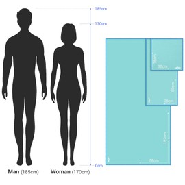 VACNITE Microfibre Towel 3 Pieces - 152 x 80 cm / 80 x 38 cm / 38 x 38 cm - Absorbent, Ultra Light, Quick-Drying Sports Towel Travel Towel Set for Fitness, Beach, Yoga, Sauna (Blue Lake)