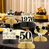 JOYMEMO 8Pcs 50 Year Class Reunion Honeycomb Centerpieces, Black and