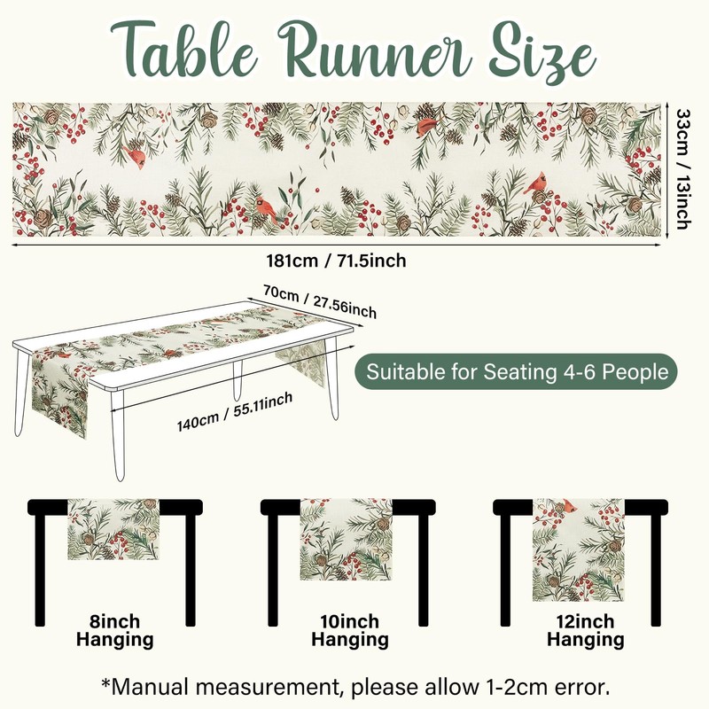 MELLIEX Christmas Table Runner, Linen Christmas Table Runners Xmas Kitchen