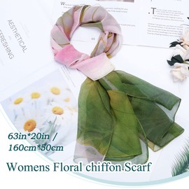 BLURBE Chiffon Scarf Women - Ladies Scarves Lightweight Floral Print Chiffon Scarfs Shawls and Wraps for Womens Spring Autumn
