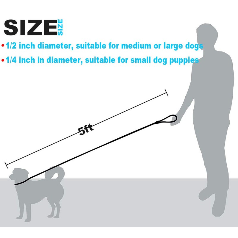 Mycicy Durable Rope Slip Lead Dog Leash, 1/2" and 1/4"