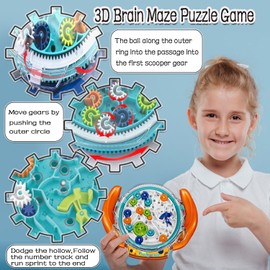 JRD&BS WINL The Ultimate Mind Puzzles for Ages 8-10 Challenge 3D Maze Game Brain Teaser Puzzles Toys for Children Teens and Adult Fun Travel Game for Kids Toys Labyrinth Game Marble Maze(Orange)