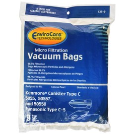 EnviroCare Replacement Micro Filtration Vacuum Cleaner Dust Bags Designed to fit Kenmore Canister Type C or Q 50555, 50558, 50557 and Panasonic Type C-5 9 Pack