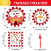 gisgfim 96 Pcs Circus Party Supplies Paper Plates Napkins Carnival