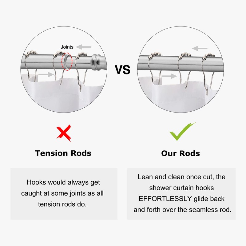 Naiture Neo-Angle Shower Curtain Rod Aluminum with Ceiling Support, 18-1/2"