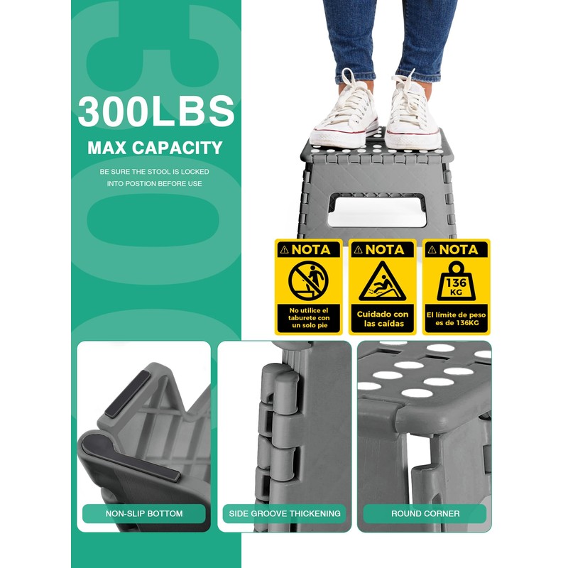 Heimwohl Folding Stool 9 Inch Lightweight Strong and Safe Easy