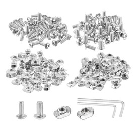 sourcing map M4/M5 202Pcs T Nuts Sliding T Slot Nut T-Nuts Hammer Head Screws Assortment Kit with Screws and 2 Wrenches for 2020 Series Aluminum Profile