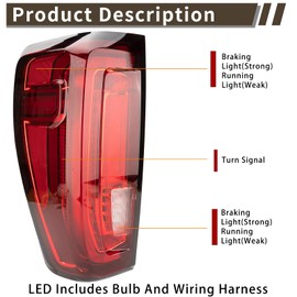 MiKaFex Tail Light Assembly Compatible With 2019-2024 GMC Sierra 1500/2500 HD/3500 HD Left Driver Side LED Rear Brake Lamps With Bulbs and Harness Included
