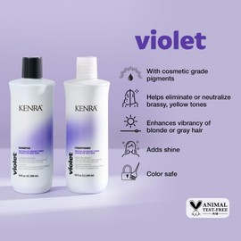 Kenra Violet Shampoo & Conditioner Set | Eliminates Brassy Tones | Purple Pigment + Deposit | Neutralizes Yellow | Moisturizes Processed Hair | Enhances Vibrancy of Blonde or Gray Hair | 10.1 fl. oz.
